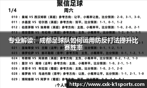 专业解读：成都足球队如何运用防反打法提升比赛胜率